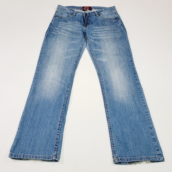 RUE BLUE ♡ Sweet Thin Stretchy Comfy Denim Faded 'n Distressed Blue Jeans 8 - Picture 10 of 14